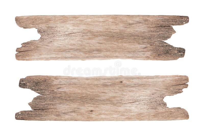 Old brown wooden plank isolated on white background