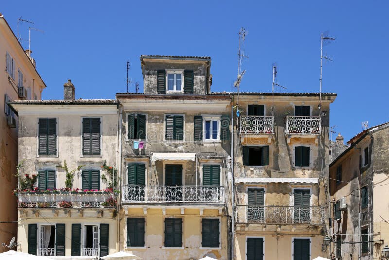 Old buildings Corfu town stock photo. Image of architecture 93925310