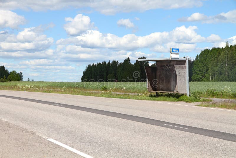 Old bus stop in countryside