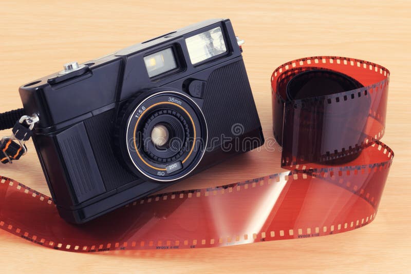 Old Camera, Vintage Camera Films Popular in the Past. Stock Image