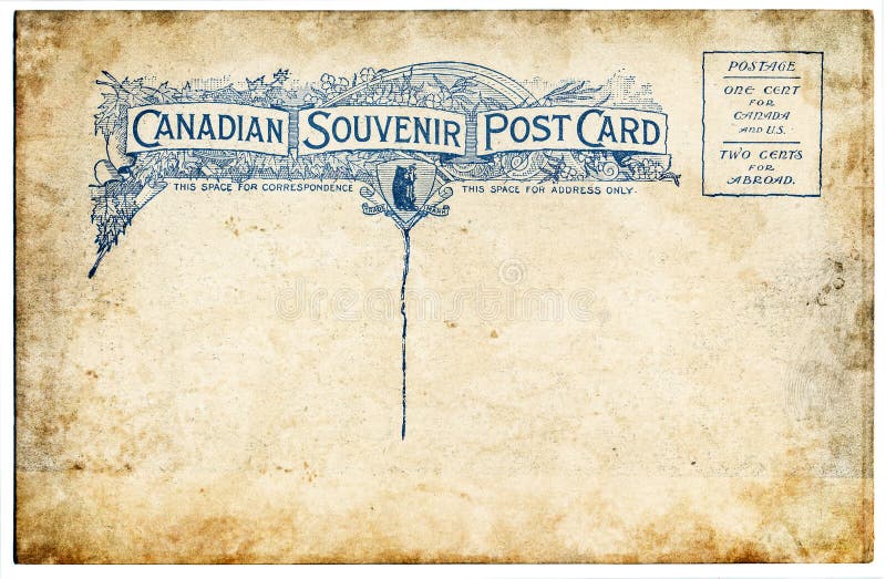Starý Kanadský pohlednice s skvrny a skvrny.