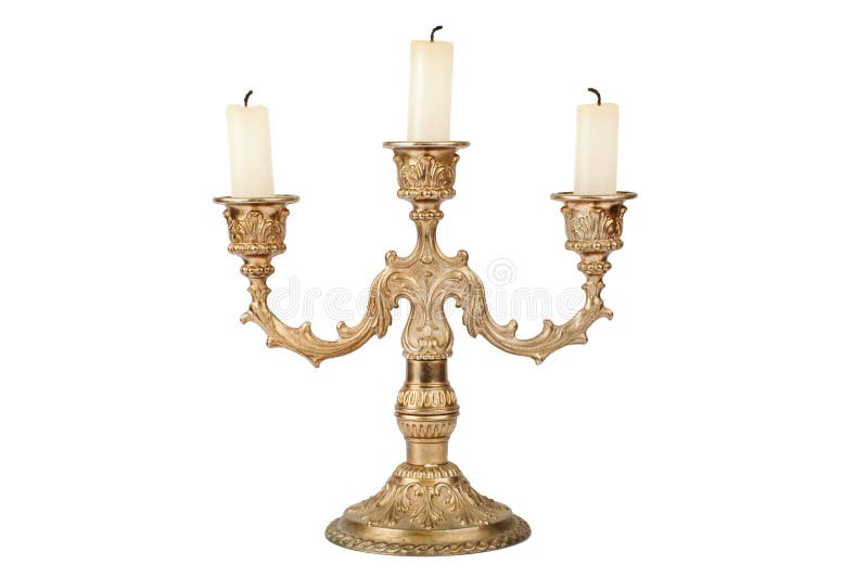 Old Candlestick with Three Candles Stock Photo Image of equipment