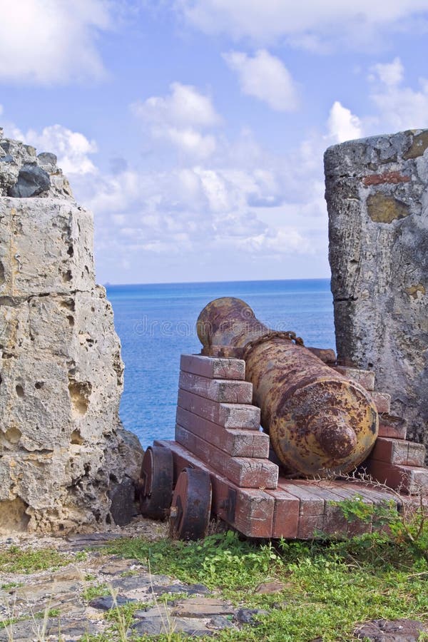 Old canon at the St Maarten tropical island