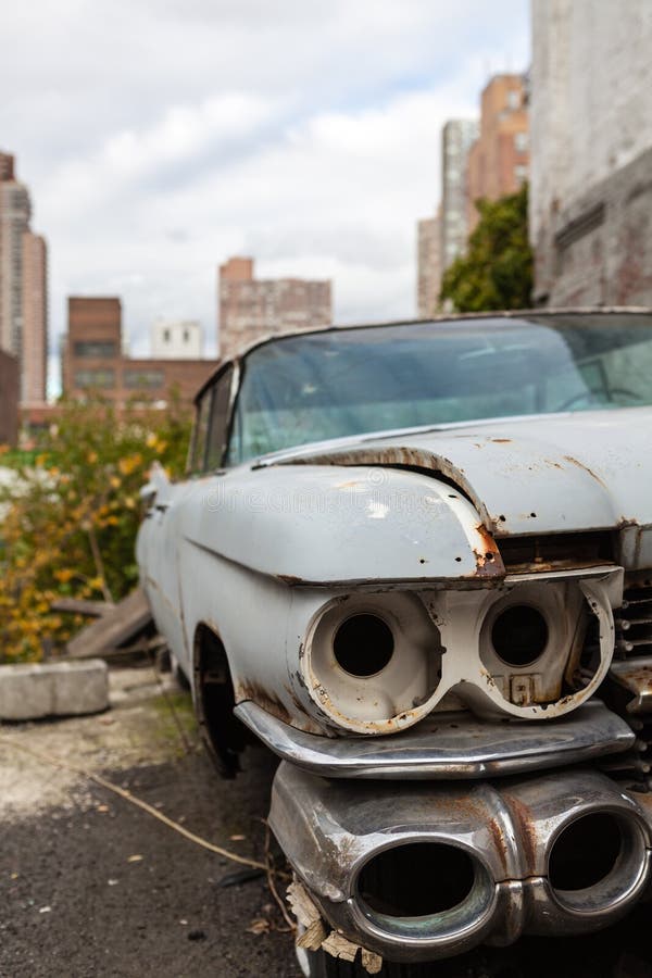 Old Car in New York City stock image. Image of scrap - 38543449