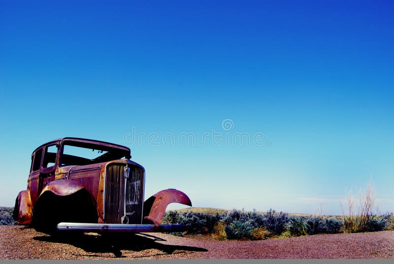 Old car on the road