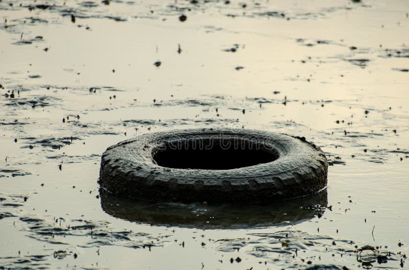 Car Tire Pollution at Coastal Stock Image Image of contamination