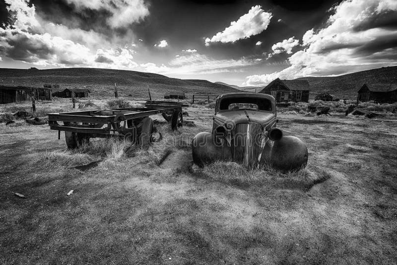 Old Car Wreck in Bodie Ghost Town in California Stock Image - Image of ...