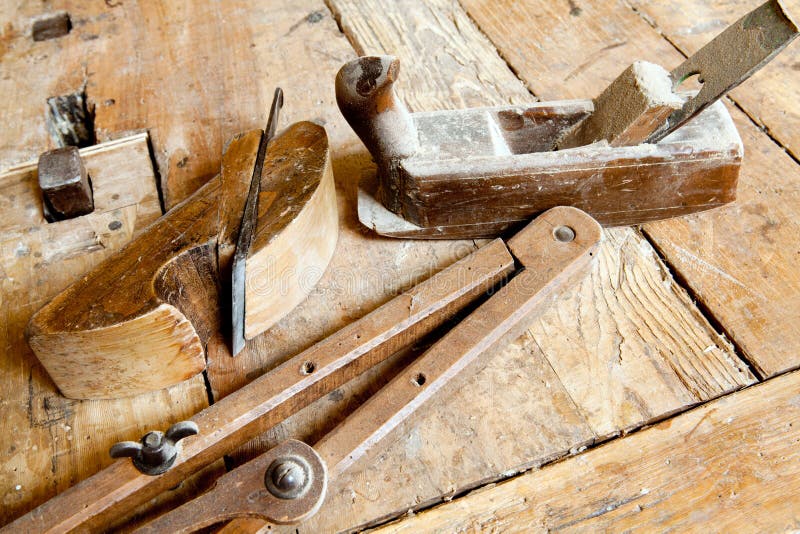 Old carpenter`s tools stock image. Image of atelier - 164713331