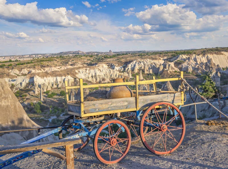 Old cart in Cappadocia. Old wooden cart in the Valley of love in Cappadocia, Turkey