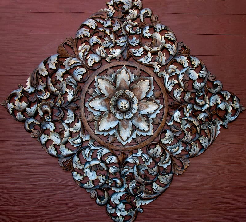 The Old carving wood ornament of flower