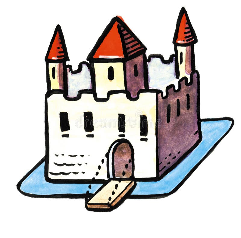 Hand draw old castle stock illustration. Illustration of tourism - 81286249