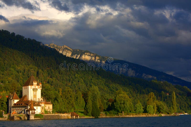 Old castle/harbor in Switzerland next to lake