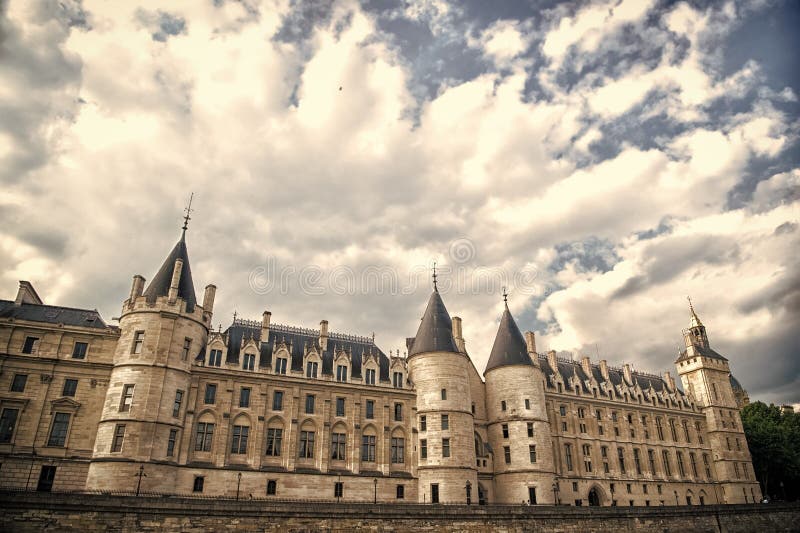 Old castle in Paris France. Old building facade. Architecture and construction. Urban architecture. Classic architecture