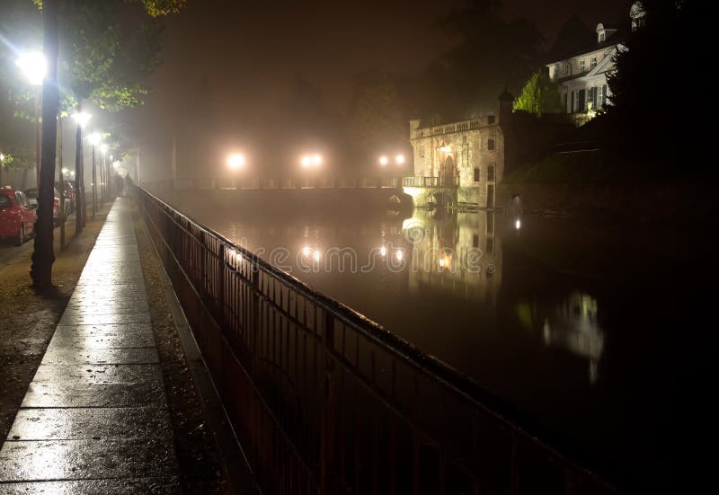 Old castle of town Bad Pyrmont in mist