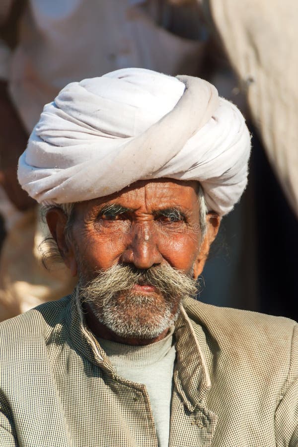 Old Cattle Farmer with White Turban. Editorial Photo - Image of hindu ...