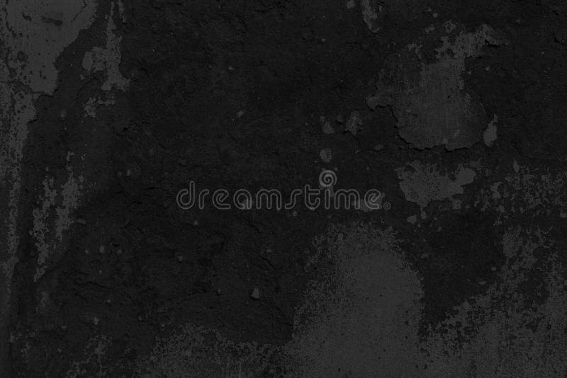 Cement Wall Painted Black, Peeling Paint Texture and Background Stock