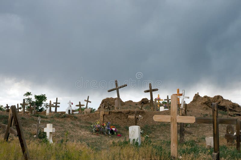 Old cemetery in storm