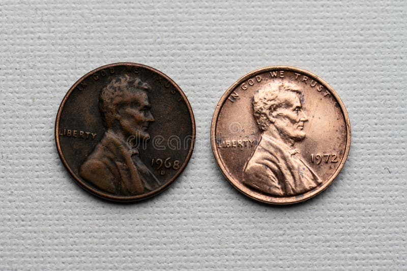 Old Cent Coins before and after Cleaning.. Stock Image Image of