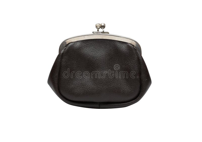 Old black leather purse isolated on white background with clipping path. Old black leather purse isolated on white background with clipping path