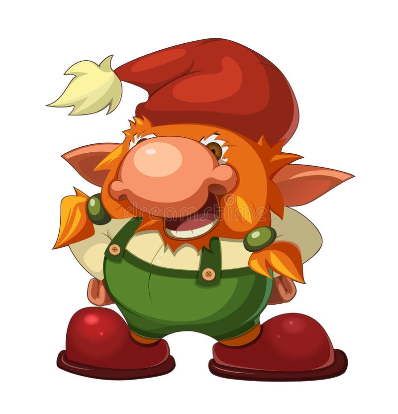 Vector illustration of old cheerful gnome