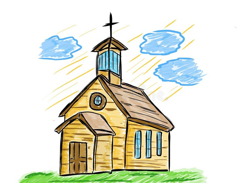 Old church artistic drawing