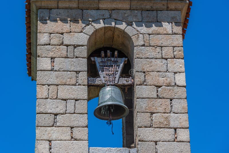 Old church bell tower of Castilla la Mancha. Spain.