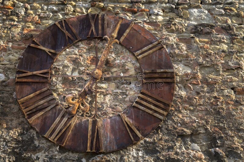 Old church clock on a wall stock photo. Image of pattern 90416604