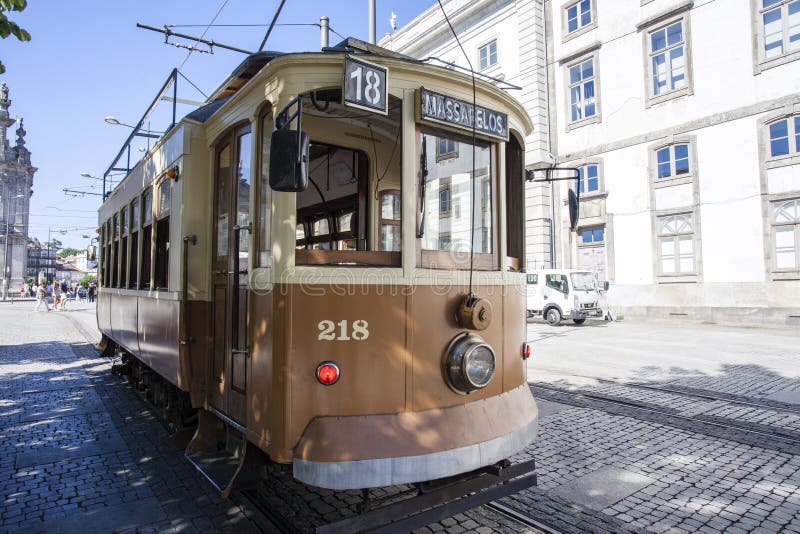 Old city tram in the center of Porto, Portugal royalty free stock photos Old city tram in the center of Porto, Portugal royalty free stock photos