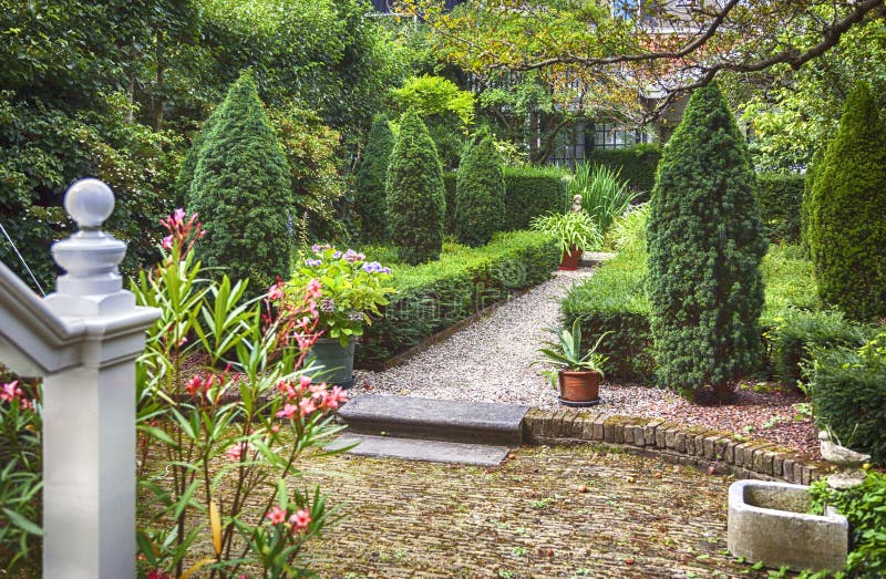 Old city yard, dutch house garden