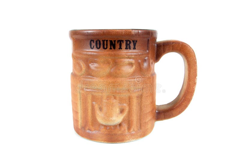 Old Clay Beer Mug with Kitchenware Pattern Isolated on White Background Stock Image Image of