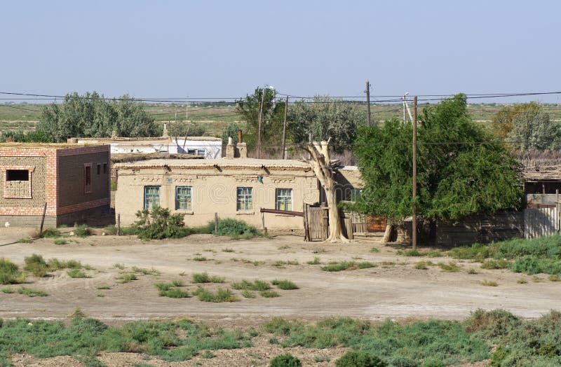 The old clay building in Central Asia