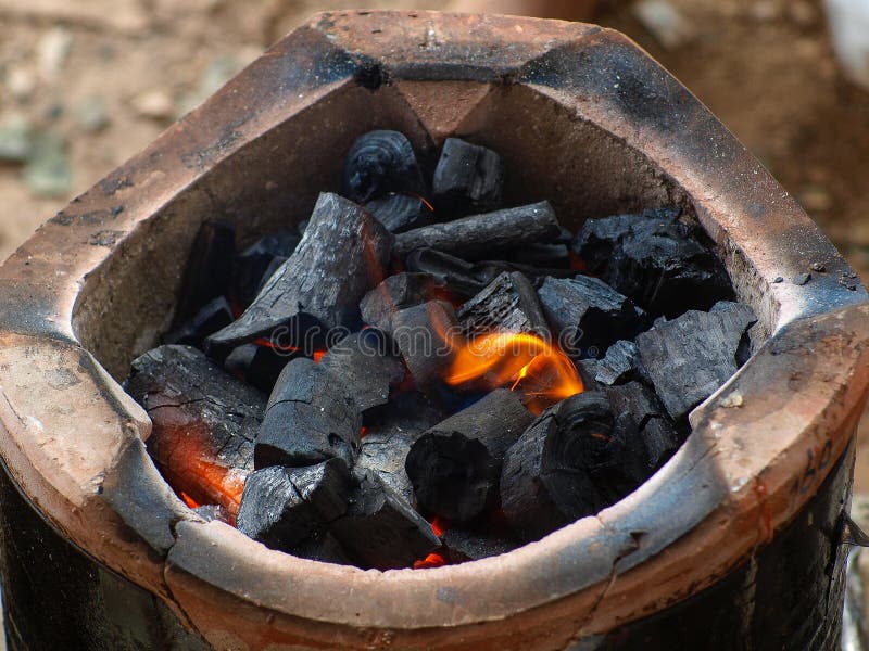 Old Clay Stove with Charcoal Stock Photo Image of metallurgical