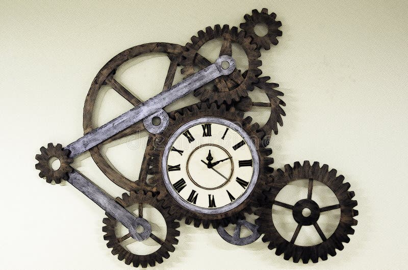 Old clock with sprockets