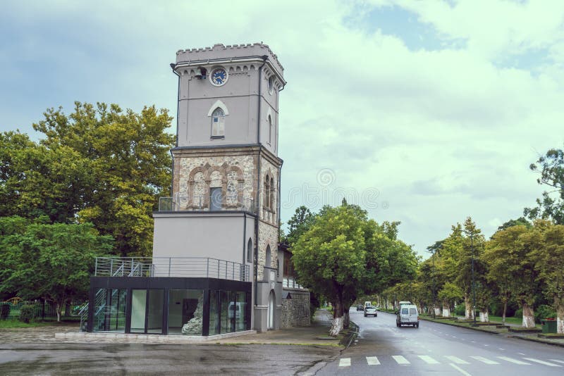 Old clock of tover in Poti, Georgia stock images