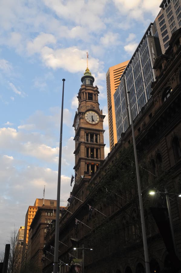 Old Clock Tower and Townhall in Sydney Australia Stock Photo Image of