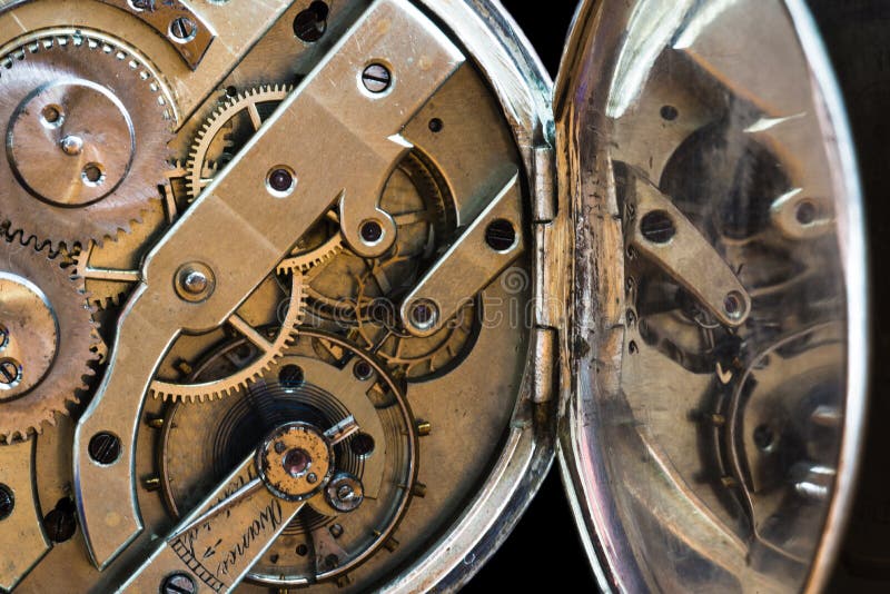 Old Clock Watch Mechanism with gears - close-up royalty free stock photography Old Clock Watch Mechanism with gears - close-up royalty free stock photography