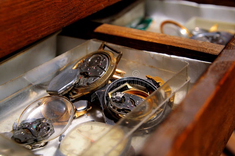 Old Clocks and Parts Clockworks Stock Photo Image of jewel, bearing