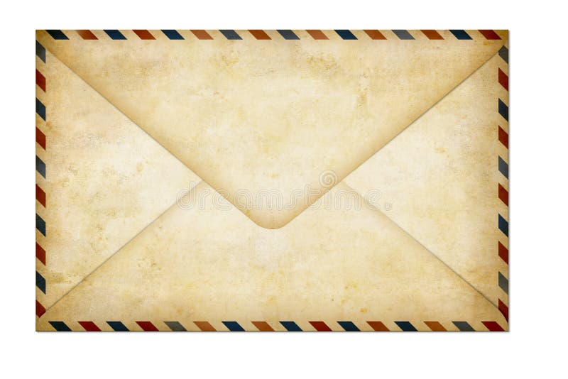 Old closed paper air post letter isolated