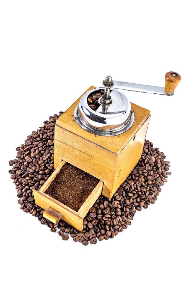 Old coffee mill stock photo. Image of beans, aroma, closeup 53546580