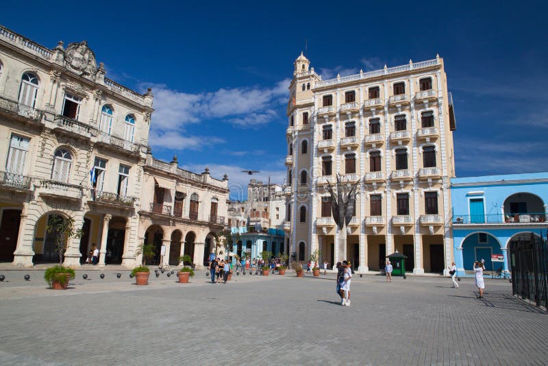 Old colonial buildings on Plaza Vieja square, Havana, Cuba