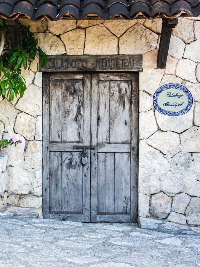 Old locked colonial doors of mexican hacienda. Old locked colonial doors of mexican hacienda