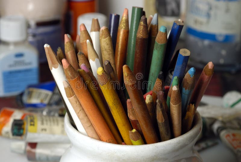 Old Colored pencils stock image. Image of creativity, green 2353987