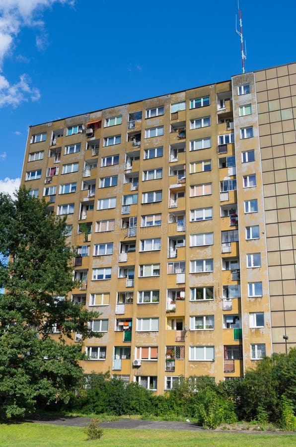 Old communist building in eastern Warsaw. Old communist block stock images, royalty-free photos and pictures