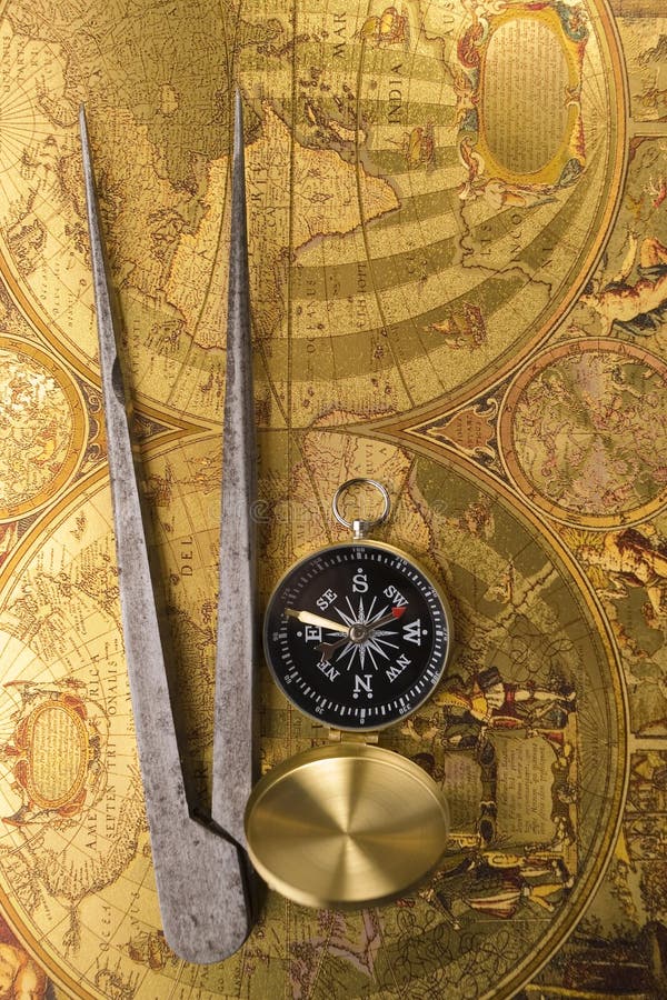 Old compass and callipers