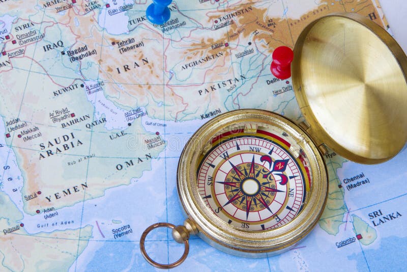 Compass and middle east map