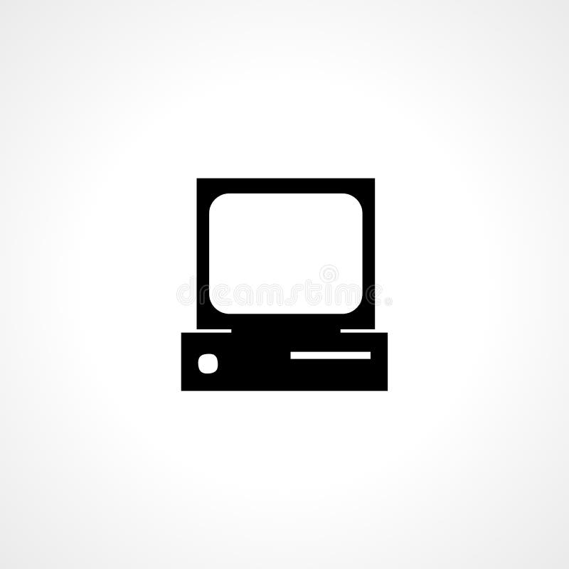 Old computer simple isolated web icon vector illustration