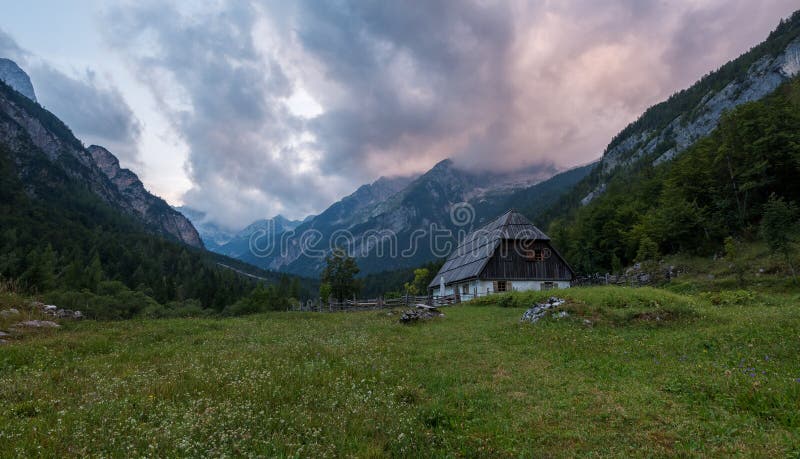 Old cottages in the mountains of the Julian Alps