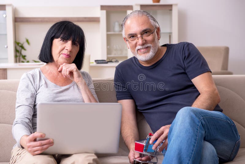 Old Couple Doing the Online Shopping Stock Photo Image of excited, payment 184054840