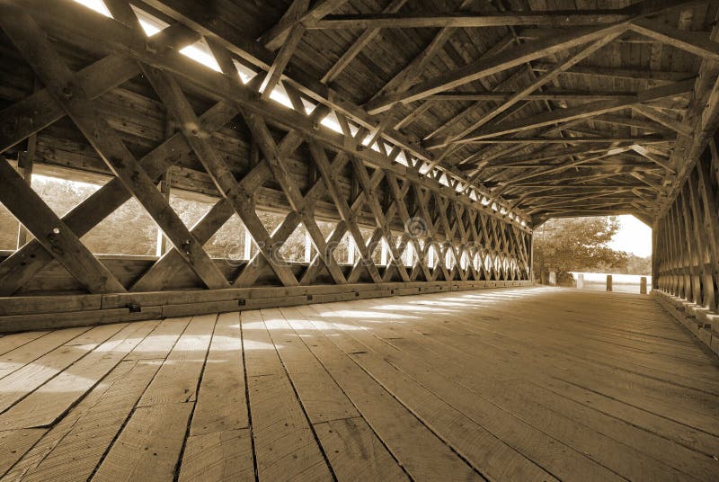 Old covered bridge with large oak boards stock photos Old covered bridge with large oak boards stock photos
