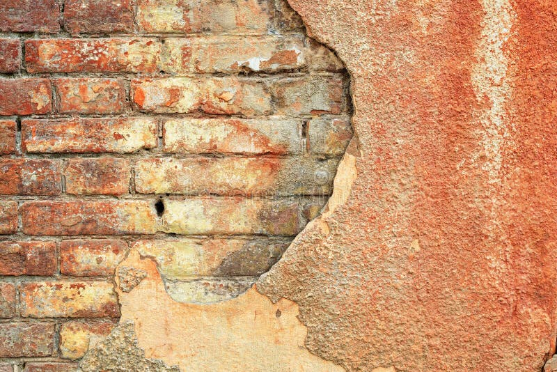 Old cracked concrete vintage plastered brick wall background, Texture terracotta pattern